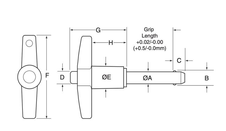 T-Handle Kwik-Lok® Pin MS17986, NAS1333-NAS1343